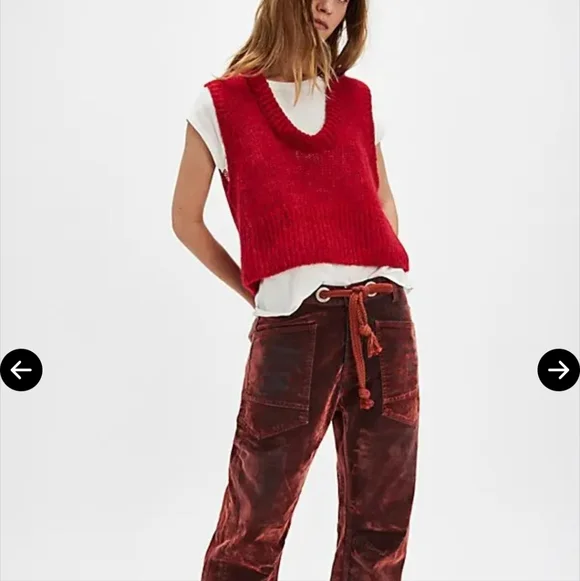 We The Free Moxie Low Slung Pull On Barrel Jeans in Chilli 27 NWT - Picture 2 of 10